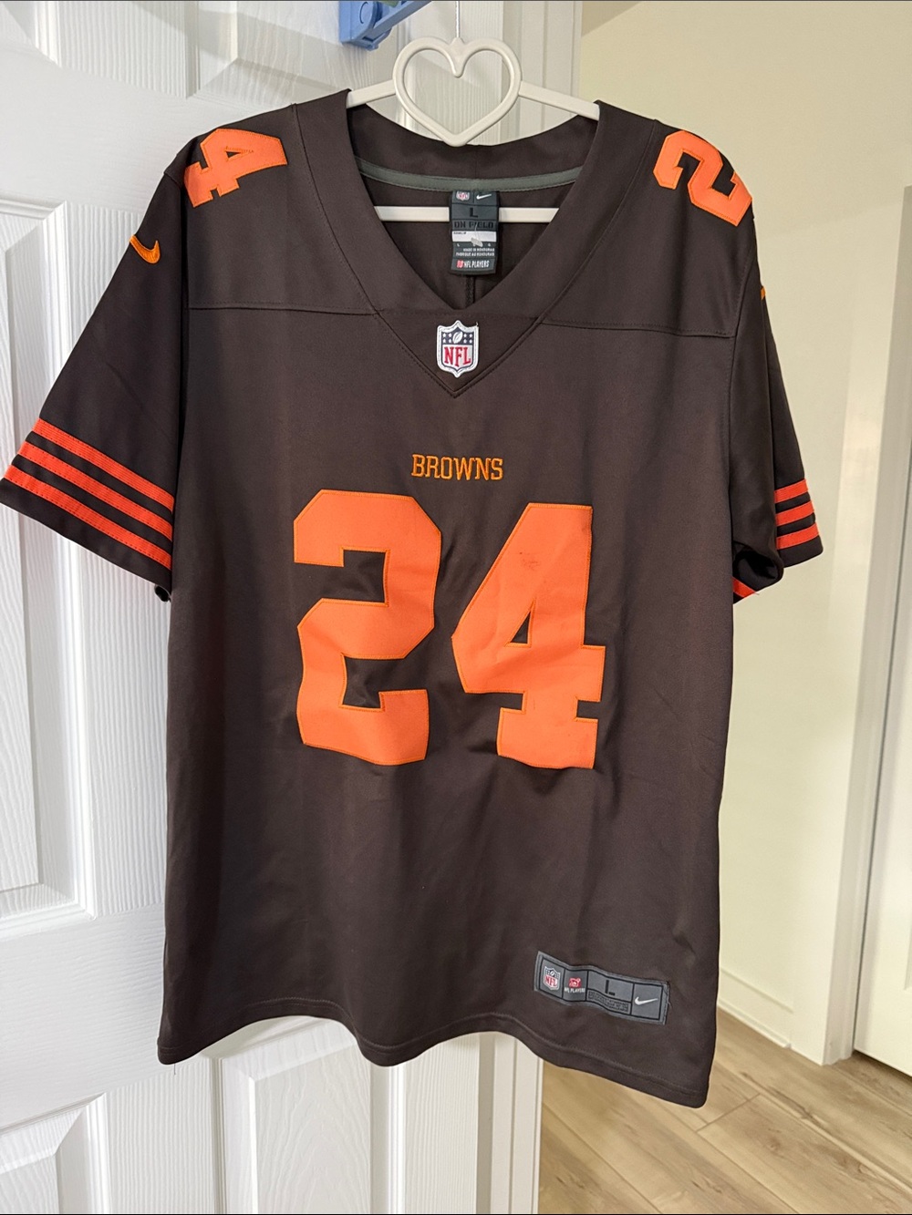 NFL Cleveland Browns Nick Chubb Men's Jersey — Brown with Orange Numbers
